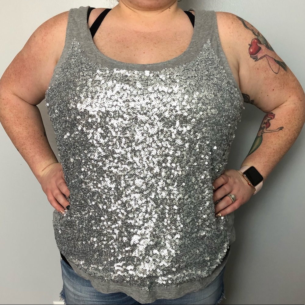 Talbots womens sequin top 3X